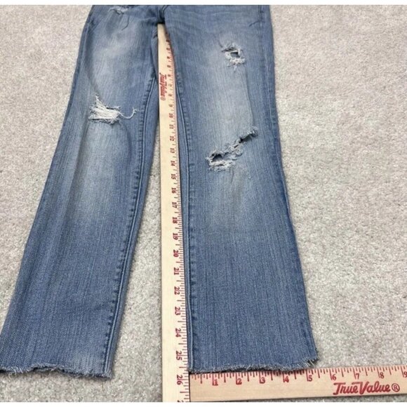 Fox Jeans Women’s Blue Distressed Straight Pockets Size 3 - Picture 3 of 11